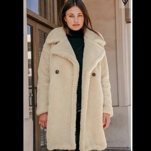 Vero Moda Lynne Beige Longline Teddy Coat